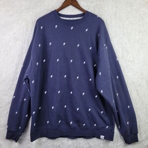 Unisex Adult 3XL Navy Blue Dinosaur AOP Crew Neck Sweater Triceratops Teacher